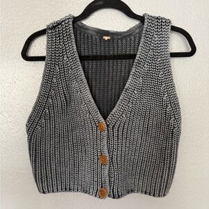 Free People Gray Knit Sweater Vest